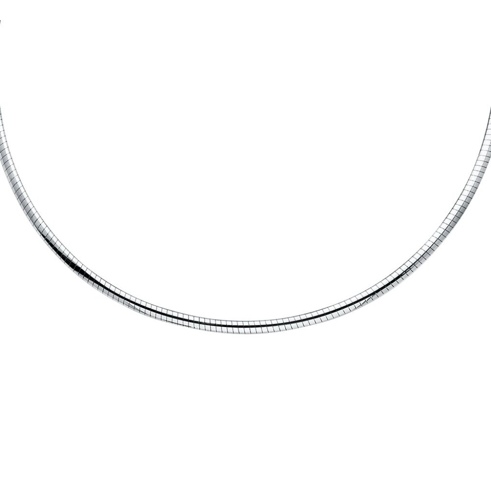 2mm Solid 14K White Gold Reversible Omega Chain Necklace 17" inches